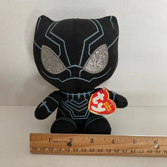 New Ty Marvel Black Panther Beanie Baby Plush Soft Toy - 6" Avengers With Tags - Picture 1 of 7